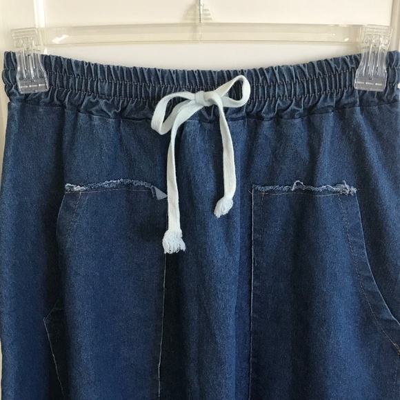 DENIM Skirt A-Line Midi with Pockets Pull On Women’s Size Large X-Large - Picture 2 of 16